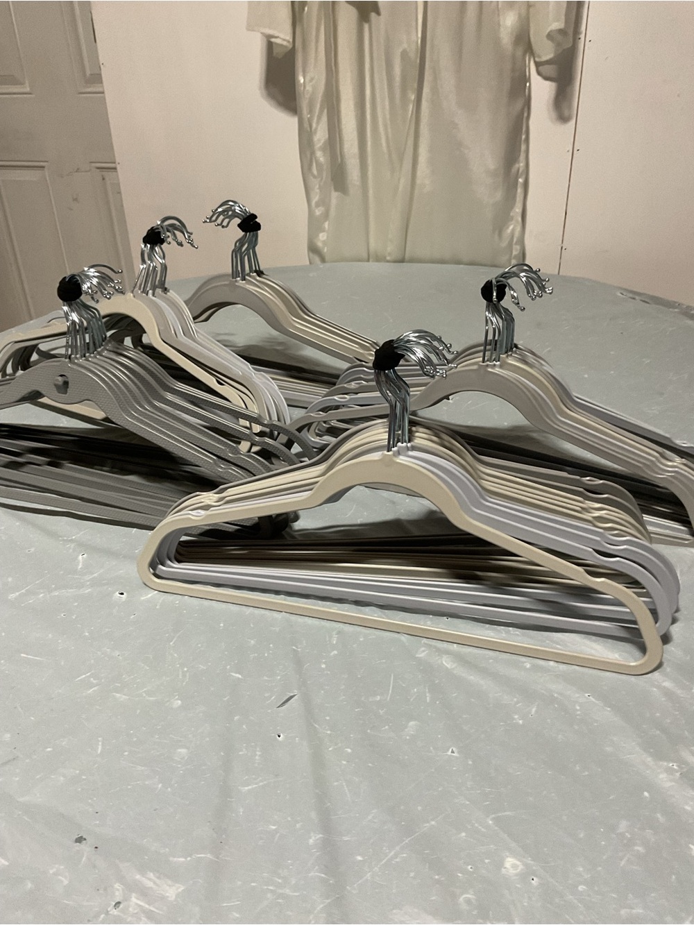 Set of Neutral Cream and Gray Women's Garment Hangers 50 pcs - Picture 3 of 4